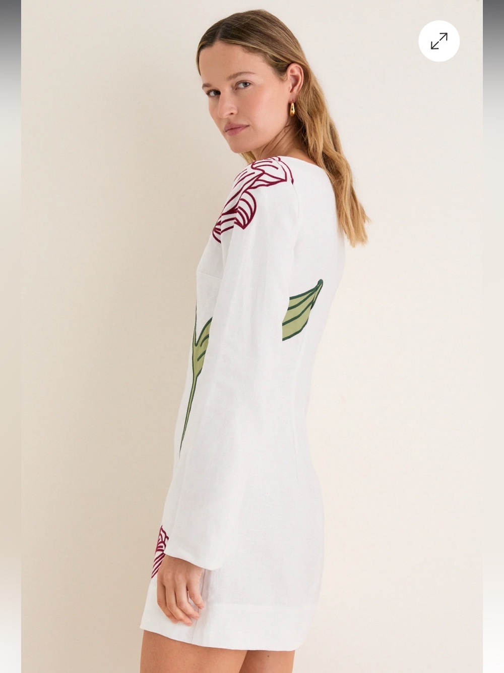 FARM Rio Off-White Flower Long Sleeve Mini Dress - Picture 2 of 5